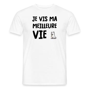 je vis ma meilleure vie - T-shirt homme - blanc - Devant - AI Model Male 178 dark (178cm)