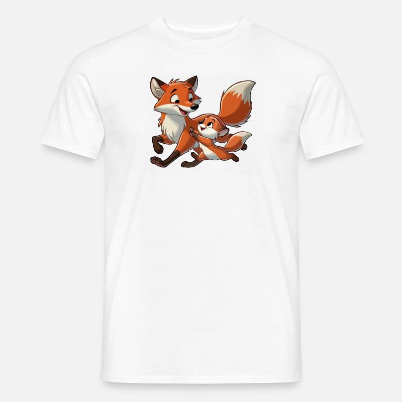Fuchs mit herumtollendem Kind - Männer T-Shirt - Weiß