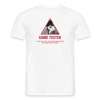 Game Tester Lustig Spruch Gaming - Männer T-Shirt - Weiß - Vorne - AI Model Male 178 dark (178cm)