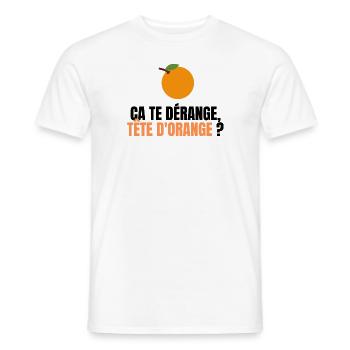 Ca te derange, tete d'orange ? - T-shirt homme - blanc - Devant - AI Model Male 178 dark (178cm)