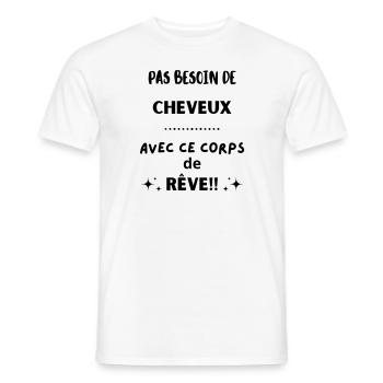Pas besoin de cheveux avec ce corps de rêve 1 - T-shirt homme - blanc - Devant - AI Model Male 178 dark (178cm)