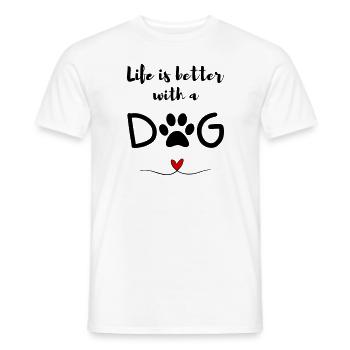 La vie est plus belle avec un chien – Dicton, Cœur et Patte - T-shirt homme - blanc - Devant - AI Model Male 178 dark (178cm)