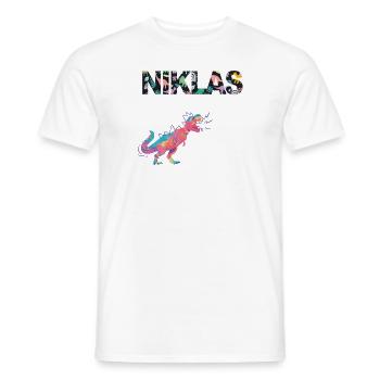 NIKLAS - Schöner Jungen Name mit Dinosaurier - Männer T-Shirt - Weiß - Vorne - AI Model Male 178 dark (178cm)