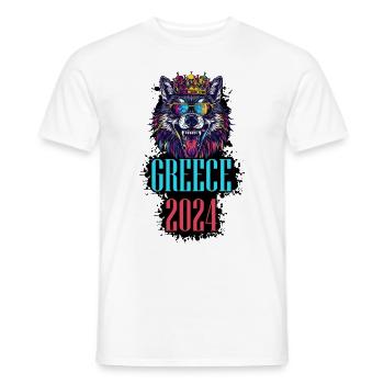 Greece 2024 Holiday Wolf - Men's T-Shirt - white - Front - AI Model Male 178 dark (178cm)