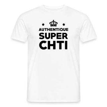 Authentique Super Chti - T-shirt homme - blanc - Devant - AI Model Male 178 dark (178cm)