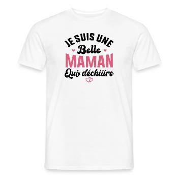 Belle Maman Qui Déchire Cadeau Belle Mère Fête - T-shirt homme - blanc - Devant - AI Model Male 178 dark (178cm)