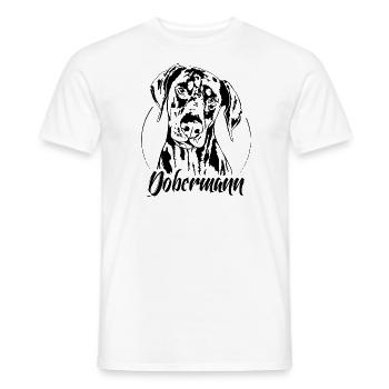 DOBERMANN dog portrait Wilsigns dog sticker - Men's T-Shirt - white - Front - AI Model Male 178 dark (178cm)