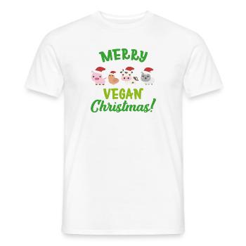 Merry vegan christmas Party Geschenk Veganer - Männer T-Shirt - Weiß - Vorne - AI Model Male 178 dark (178cm)