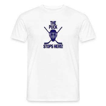 The Puck Stops here ice hockey ice hockey player - Men's T-Shirt - white - Front - AI Model Male 178 dark (178cm)