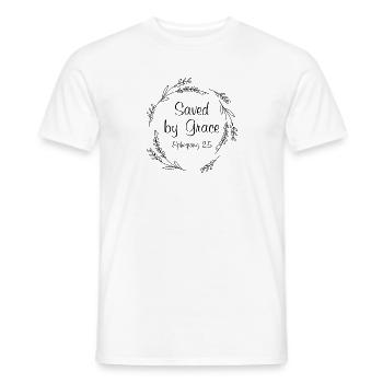 Saved by Grace Jesus Faith Don Foi - T-shirt homme - blanc - Devant - AI Model Male 178 dark (178cm)