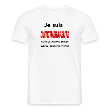 Je suis clitothérapeute - T-shirt homme - blanc - Devant - AI Model Male 178 dark (178cm)