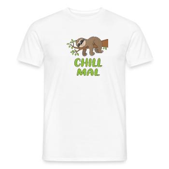 Chill Mal - sloth on a branch! - Men's T-Shirt - white - Front - AI Model Male 178 dark (178cm)