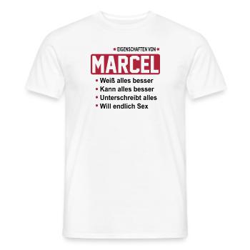 marcel - Männer T-Shirt - Weiß - Vorne - AI Model Male 178 dark (178cm)