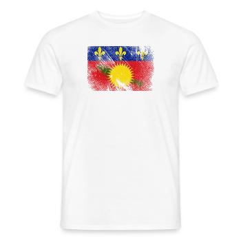 Drapeau de la Guadeloupe - Vintage Grunge - T-shirt homme - blanc - Devant - AI Model Male 178 dark (178cm)
