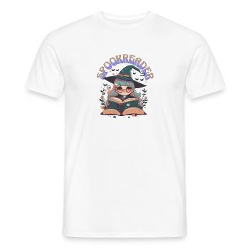 halloween reading - Men's T-Shirt - white - Front - AI Model Male 178 dark (178cm)