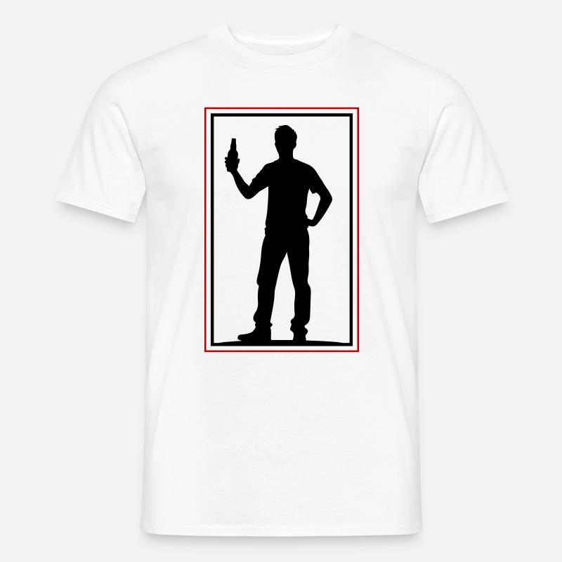 Drinking Bier Silhouette - Männer T-Shirt - Weiß