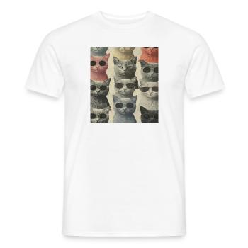 Cats with glasses - Men's T-Shirt - white - Front - AI Model Male 178 dark (178cm)