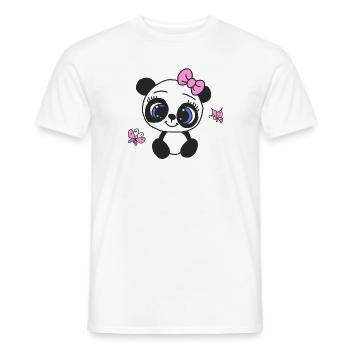Female panda with butterflies - Men's T-Shirt - white - Front - AI Model Male 178 dark (178cm)