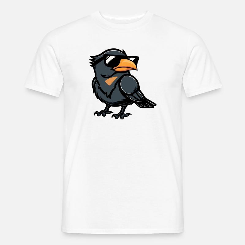 Rabe Krähe Comic Cool - Männer T-Shirt - Weiß