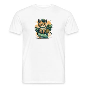 Cute Cat Tropical 1 - Men's T-Shirt - white - Front - AI Model Male 178 dark (178cm)
