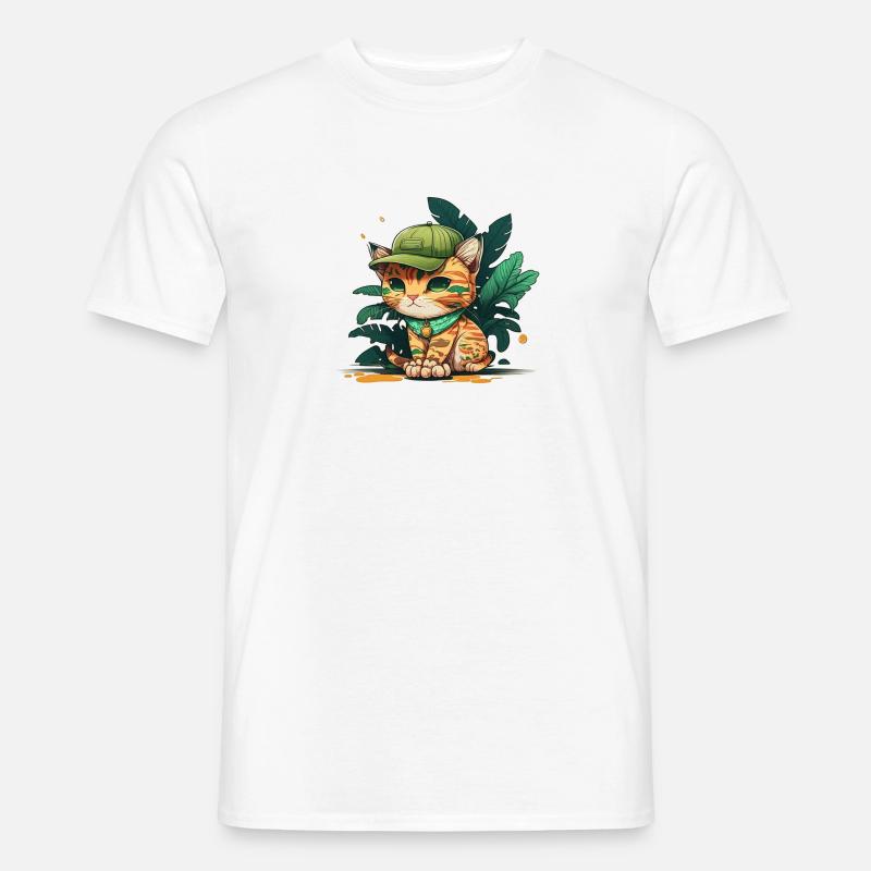 Cute Cat Tropical 2 - Männer T-Shirt - Weiß