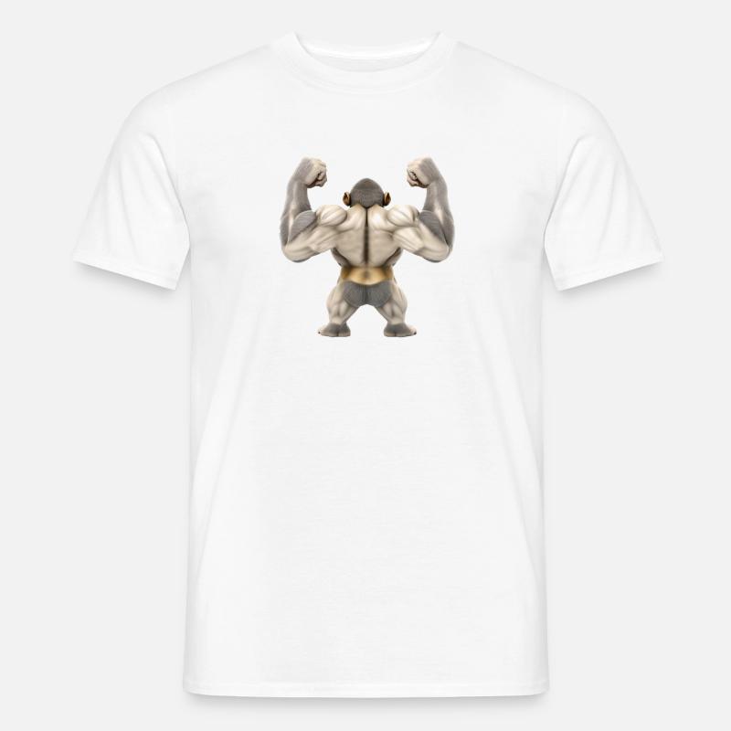 Flexender Monkey - Männer T-Shirt - Weiß