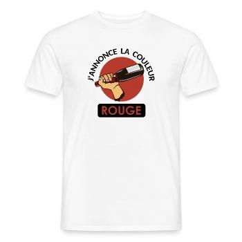 annonce couleur vin rouge alcool humour tenir - T-shirt homme - blanc - Devant - AI Model Male 178 dark (178cm)