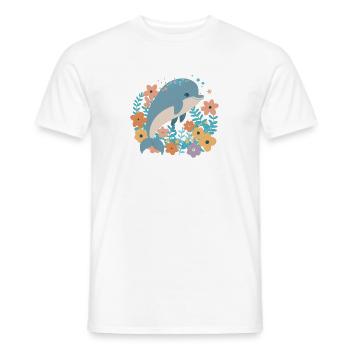 Charmanter Delfin im Blumenmeer 2 - Männer T-Shirt - Weiß - Vorne - AI Model Male 178 dark (178cm)