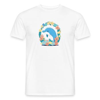 Charmanter Delfin im Blumenmeer 1 - Männer T-Shirt - Weiß - Vorne - AI Model Male 178 dark (178cm)