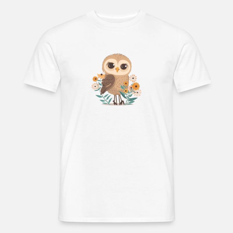 Süße Eule im Blumenwald 2 - Männer T-Shirt - Weiß