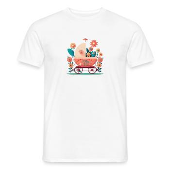 Poussette fleurie 6 - T-shirt homme - blanc - Devant - AI Model Male 178 dark (178cm)