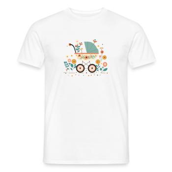 Poussette fleurie 8 - T-shirt homme - blanc - Devant - AI Model Male 178 dark (178cm)