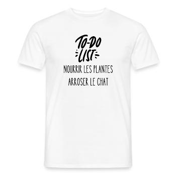 nourrir les plantes arroser le chat - T-shirt homme - blanc - Devant - AI Model Male 178 dark (178cm)