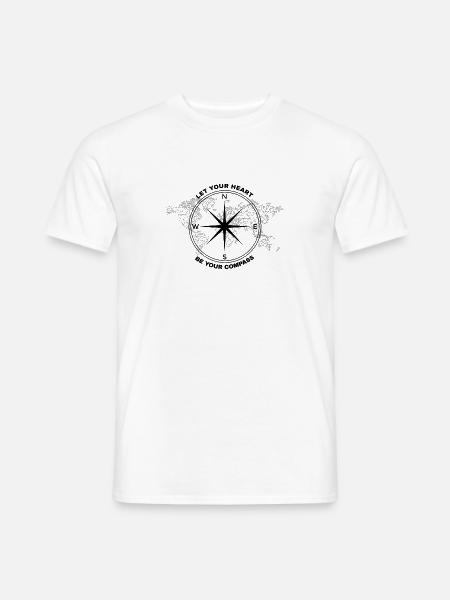 Weltkarte - Kompass - Geschenk - Männer T-Shirt - Weiß