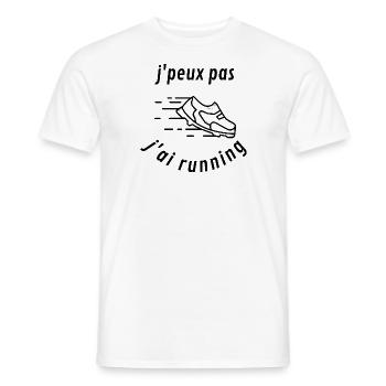 J'peux pas j'ai running | Humour - phrase drôle - T-shirt homme - blanc - Devant - AI Model Male 178 dark (178cm)
