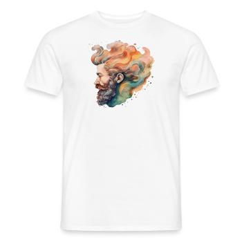 Dessin à l’aquarelle de barbe d’homme - T-shirt homme - blanc - Devant - AI Model Male 178 dark (178cm)