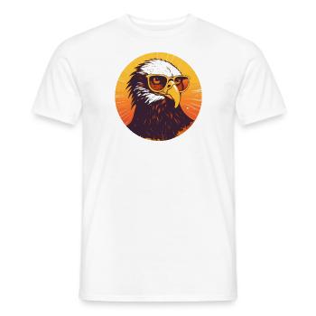 Eagle with sunglasses, falcon, bird - Men's T-Shirt - white - Front - AI Model Male 178 dark (178cm)