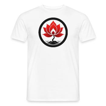 Elegant Red Lotus Flower - Men's T-Shirt - white - Front - AI Model Male 178 dark (178cm)