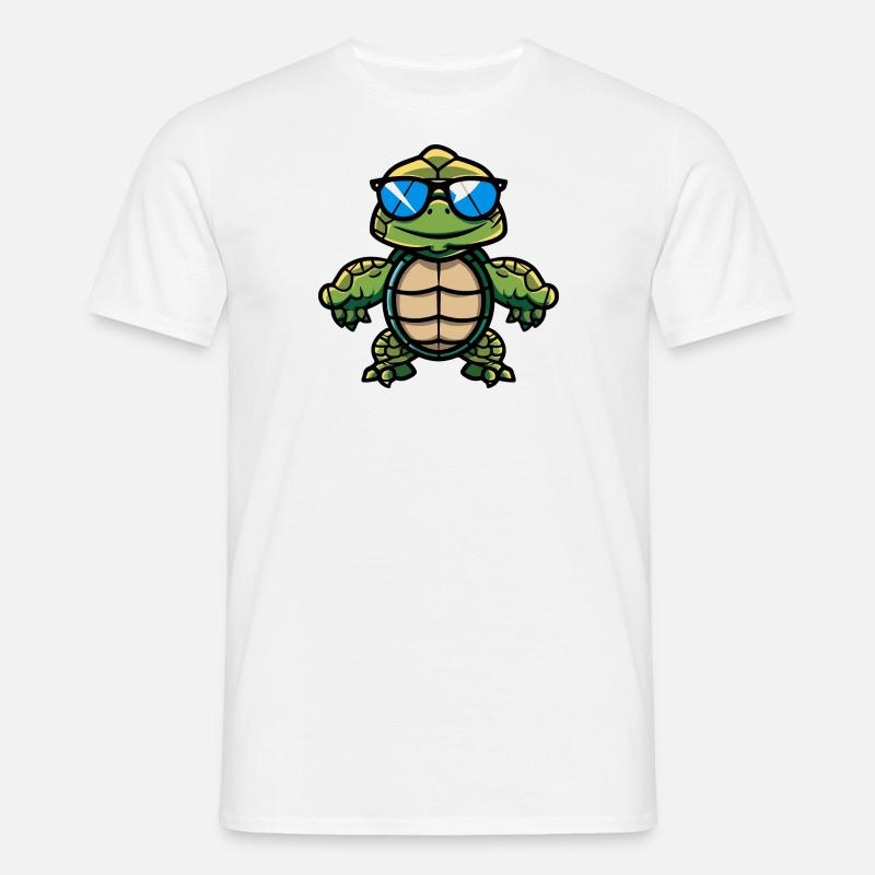Schildkröte Comic Cool - Männer T-Shirt - Weiß