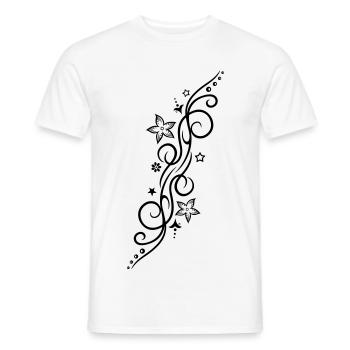 Tattoo ornament with flowers and stars. - Men's T-Shirt - white - Front - AI Model Male 178 dark (178cm)
