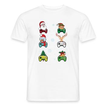 Festive Gaming Characters with Christmas Elements - Men's T-Shirt - white - Front - AI Model Male 178 dark (178cm)