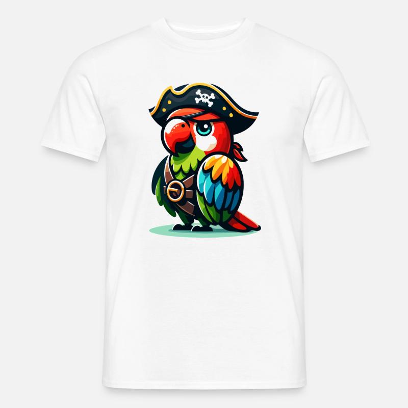 Pirate Polly: Der verwegene Krächzer - Männer T-Shirt - Weiß