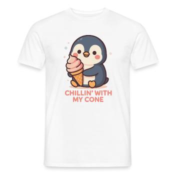 Niedlicher Pinguin mit Eistüte Design - Men's T-Shirt - white - Front - AI Model Male 178 dark (178cm)