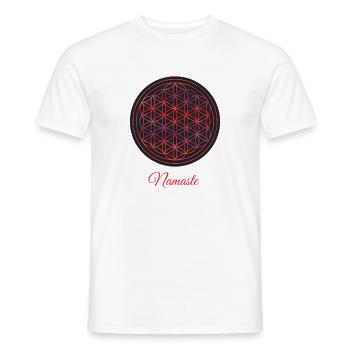 Namaste – Red & Black Flower of Life - Men's T-Shirt - white - Front - AI Model Male 178 dark (178cm)