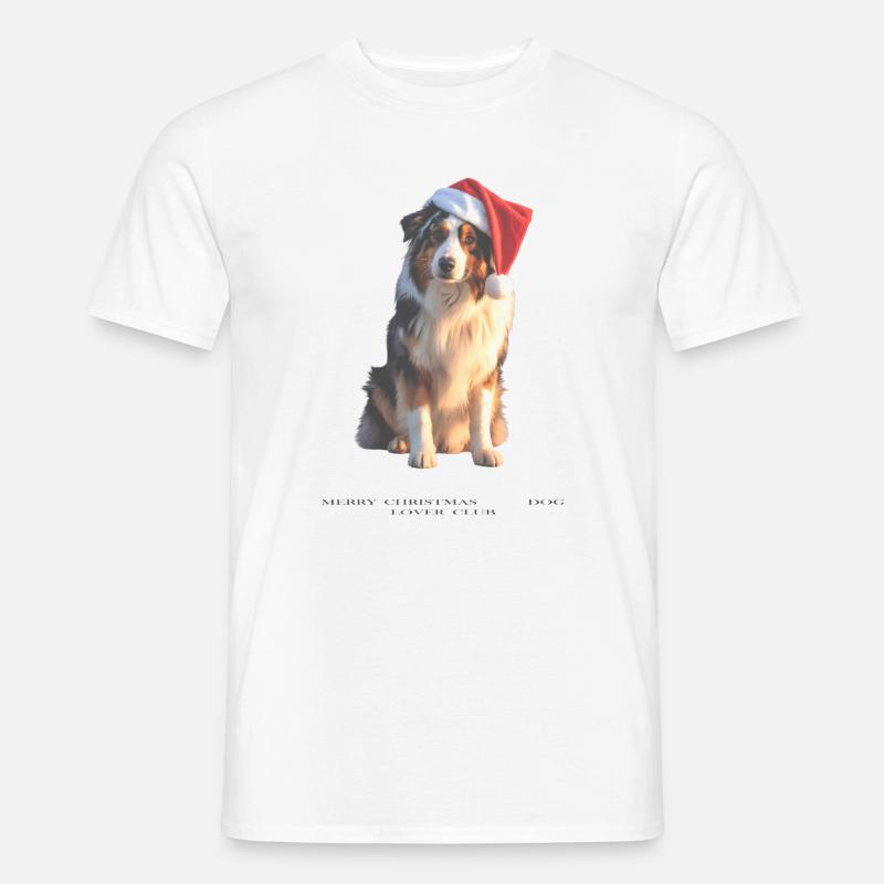 Boder Collie Weihnachts-Hund im Santa-Hut - Männer T-Shirt - Weiß