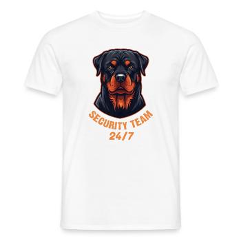 Rottweiler Security Team 24/7 Guard Dog - Men's T-Shirt - white - Front - AI Model Male 178 dark (178cm)