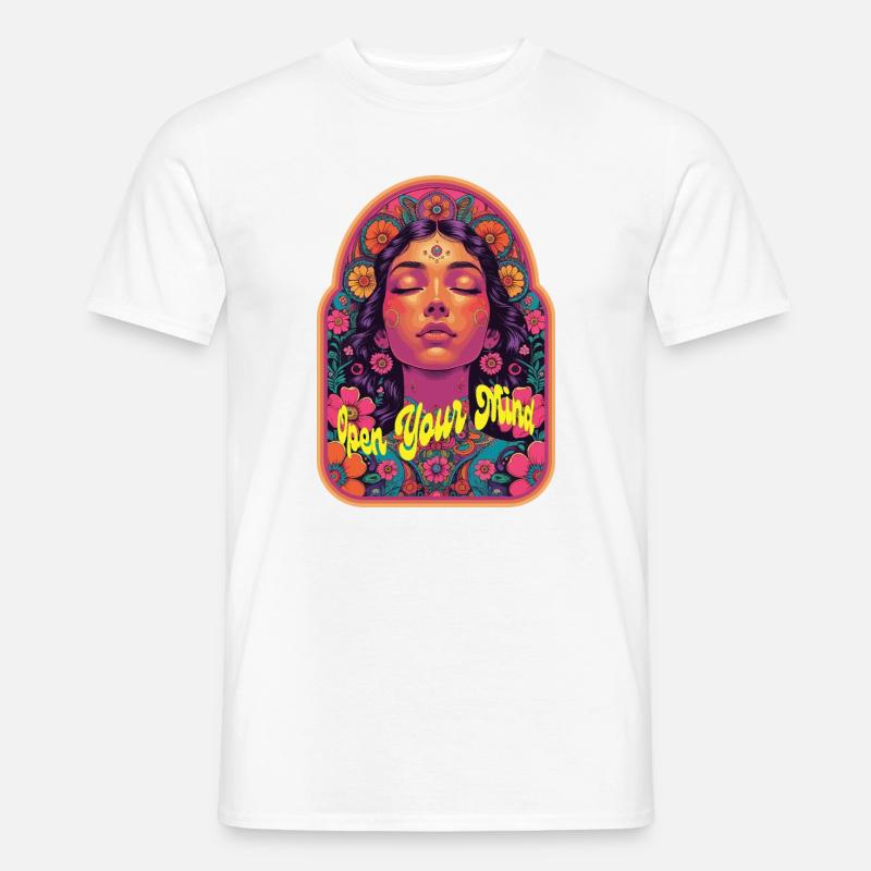 Open Your Mind Psytrance Kandi Bloom - Männer T-Shirt - Weiß