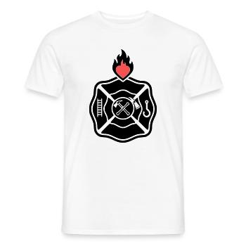 Feuerwehr Emblem | Florian-Kreuz mit Herz - Männer T-Shirt - Weiß - Vorne - AI Model Male 178 dark (178cm)