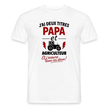 Papa_et_Agriculteur_Jassure_dans_les_deux - Men's T-Shirt - white - Front - AI Model Male 178 dark (178cm)
