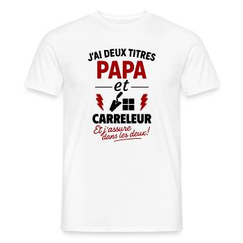 Papa Carreleur cadeau fête des pères Noël - T-shirt homme - blanc - Devant - AI Model Male 178 dark (178cm)